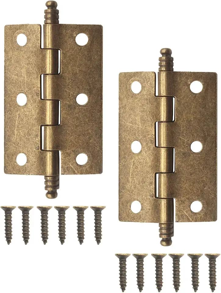 FUXXER 2x Antike Scharniere, Metall-Scharniere im Vintage-Stil, 107x51 mm, bronze