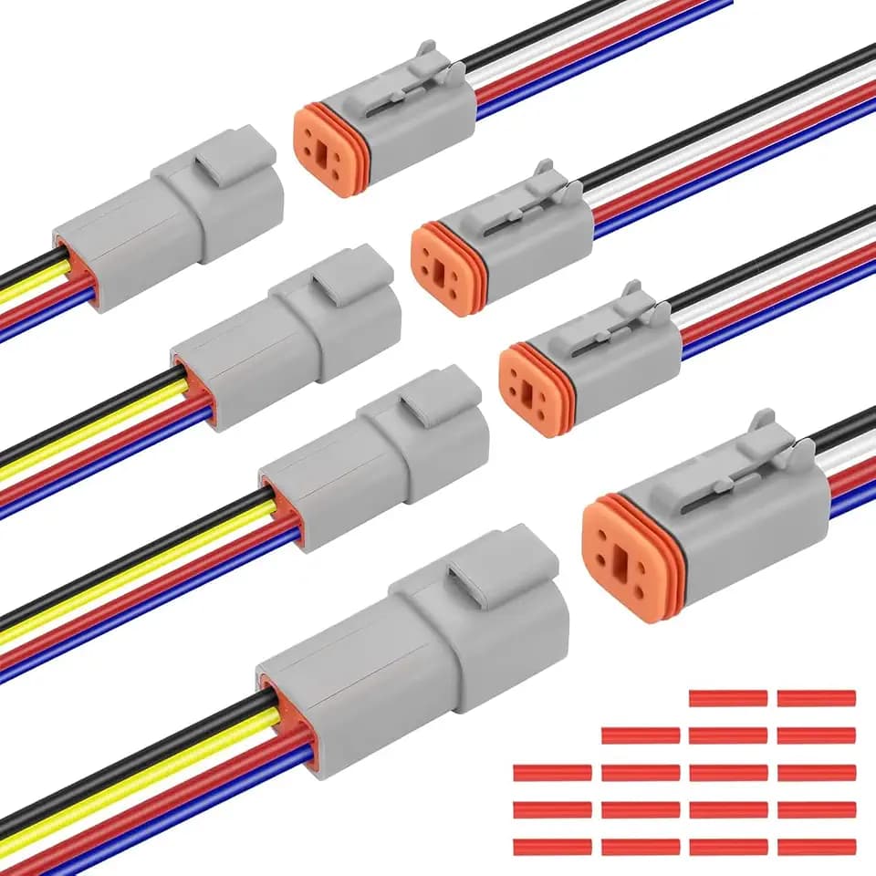 4 Pin Waterproof Connectors, Deutsch DT Series 4 Pin Connectors, 4Pairs 14 AWG Automotive Wiring Plug Kit for Truck, Boat, Car & LED Lights (4 Pin)
