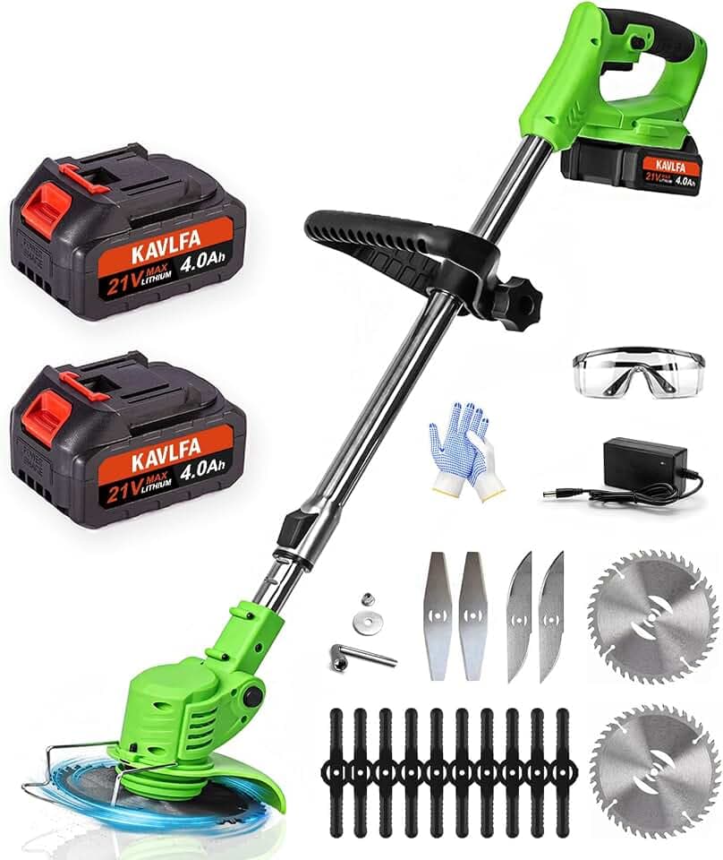 Cordless Weed Wacker, Electric Weed Eater Cordless, 2 x 4.0 Ah Batteries