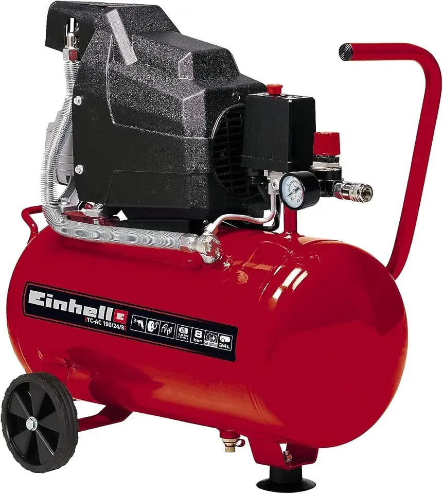 Einhell Kompressor TC-AC 190/24/8 (1500 W., max. 8 bar, 24 l-Tank, 165 l/min Ansaugleistung, Motordrehzahl 2850 min^-1, Druckminderer, Manometer, Ölschmierung)