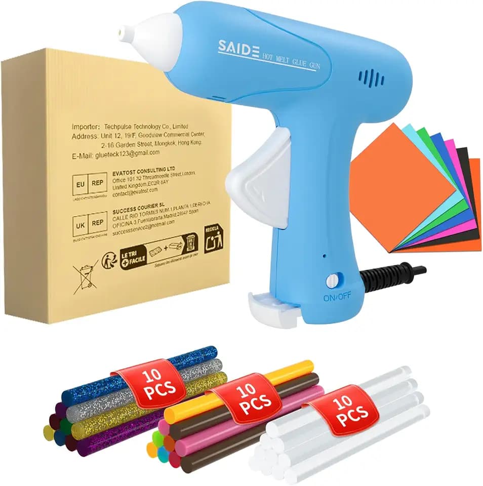SAIDE Hot Glue Gun for Crafts Mini Glue Gun Kit Fast Heating Constant Temp 20W Corded 4V Anti-Drip 30 Glue Sticks DIY Home Repair Kids Adults Ergonomic Lightweight