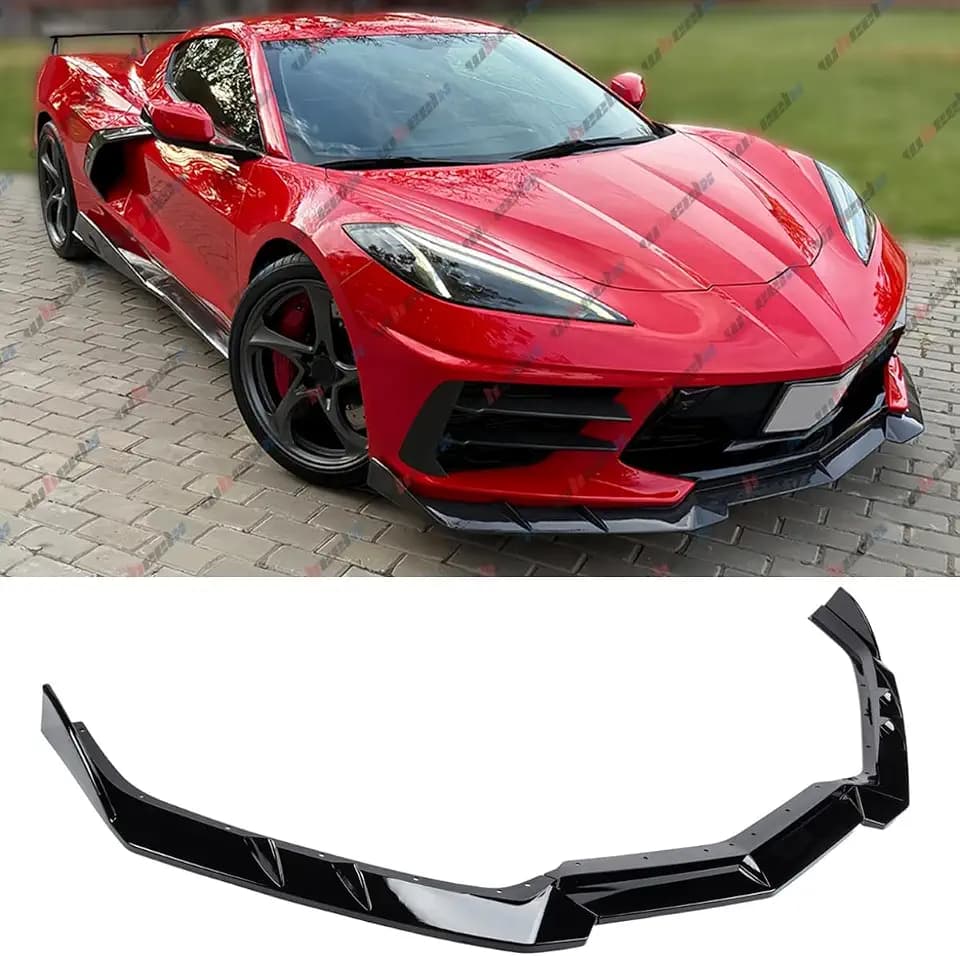 Front Lip Fits 2020-2026 Corvette C8 Z51 Stingray, Gloss Black - WheelX