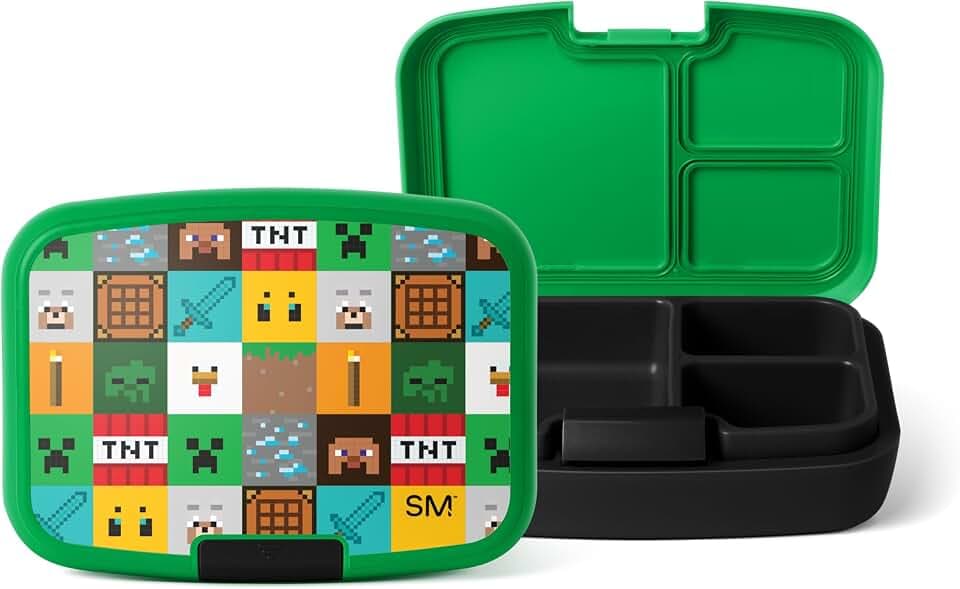 Simple Modern Minecraft Bento Box, Lunch Box | 3 Compartments