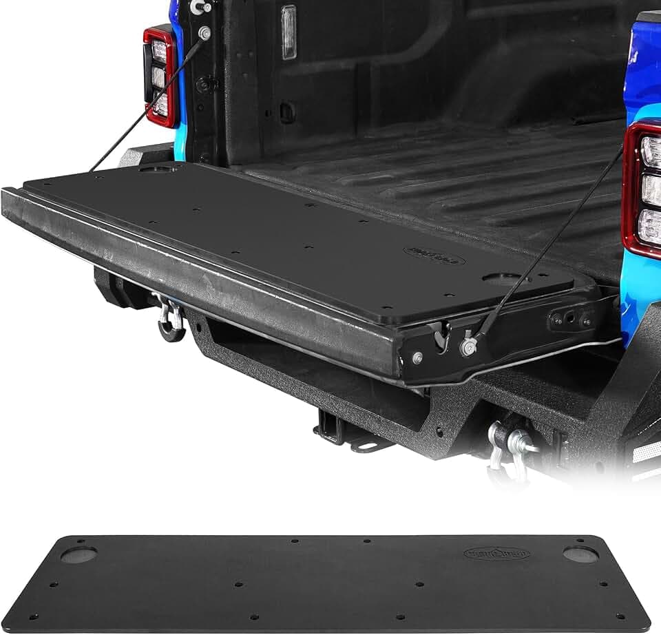 Hooke Road Gladiator Tailgate Cover Panel Plate, Camping Table Desk for 2020-2026 Jeep Gladiator JT - Black Plastic Board