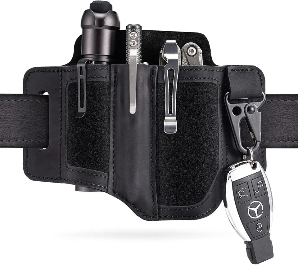 VIPERADE PL3 Multitool Scheide Lederscheide mit DIY Patch Bereich,EDC Taschen Organizer für Herren für Leatherman Multitool,Taschenlampenhalter mit Stifthalter,EDC Gürtel Organizer mit Schlüsselhalter