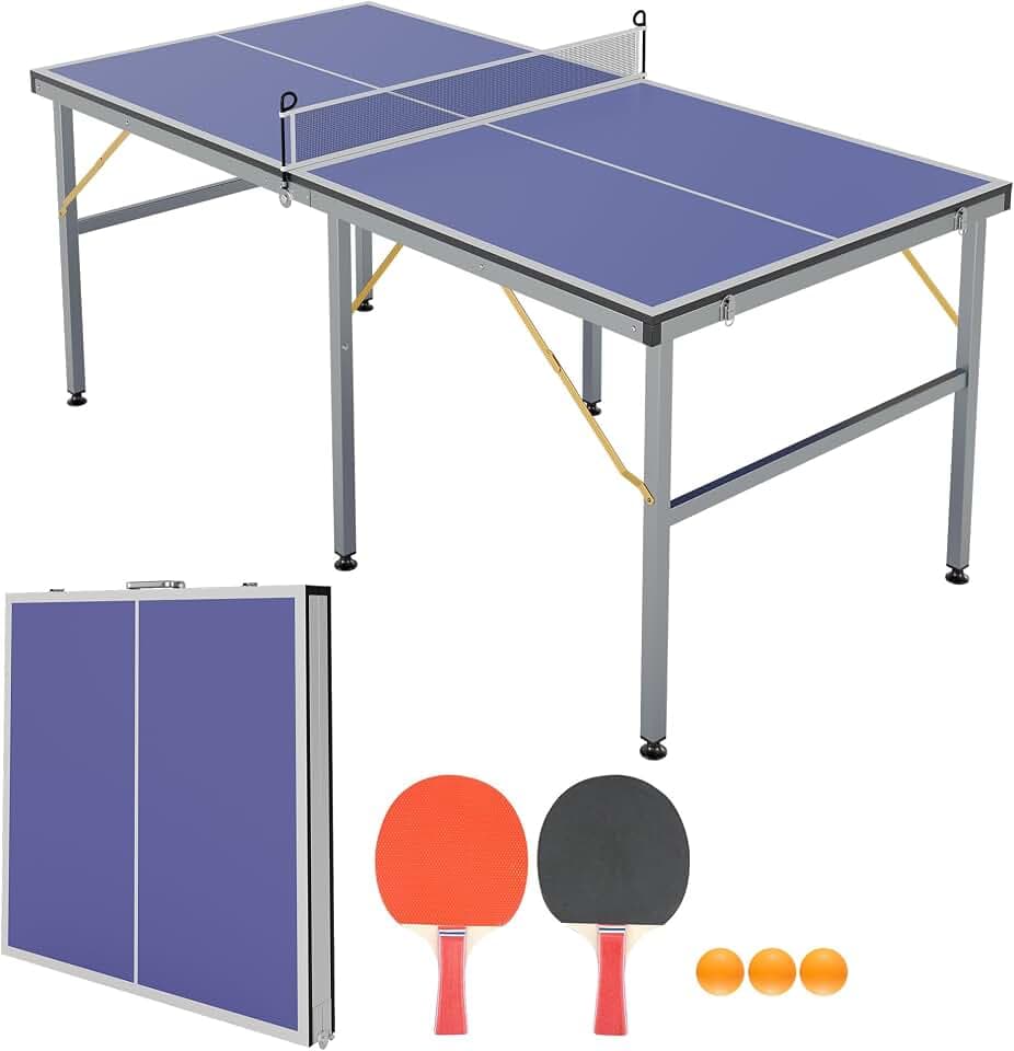 Garvee 6x3 FT Mid-Size Foldable Portable Ping Pong Table