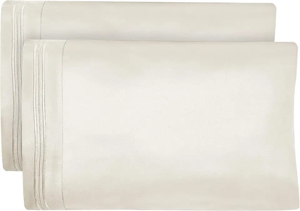 DREAMCARE Queen Size Microfiber Pillowcases Set of 2 - Soft, Breathable, Cooling, Ivory