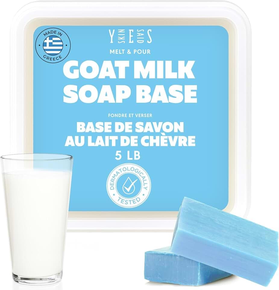 Skin Said Yes Goat Milk Soap Base 5 LB | Made in Greece | SLS/SLES Free, No Palm Oil, Organic - Melt and Pour Goats Milk Soap Making Supplies