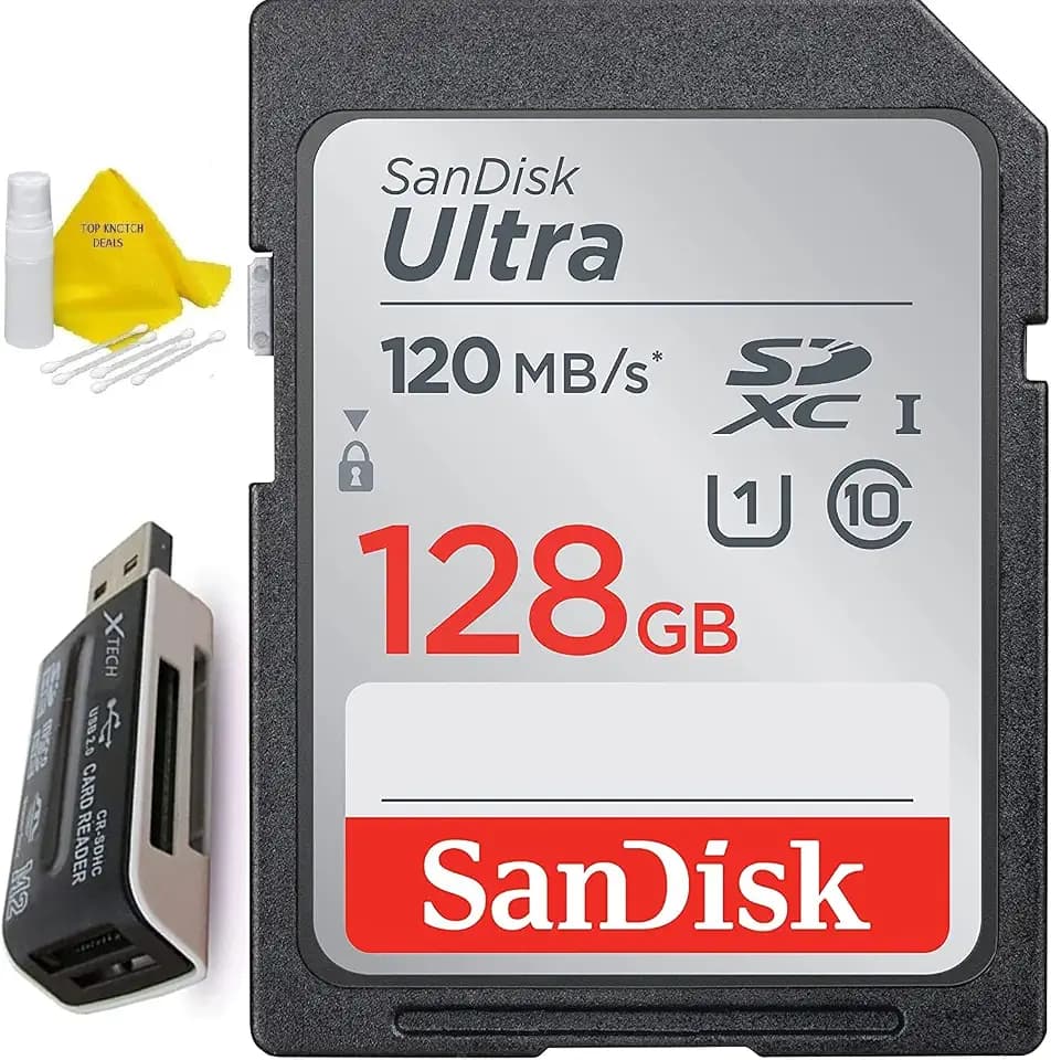 128GB Ultra Class 10 SDXC UHS-I SD Memory Card for Canon EOS Rebel T8i T7i T7 T6i T6S T6 T5i T5 T3i SL2 SL1 EOS 90D 80D 77D 70D EOS 9000D 800D 760D 750D DSLR Camera + Accessories