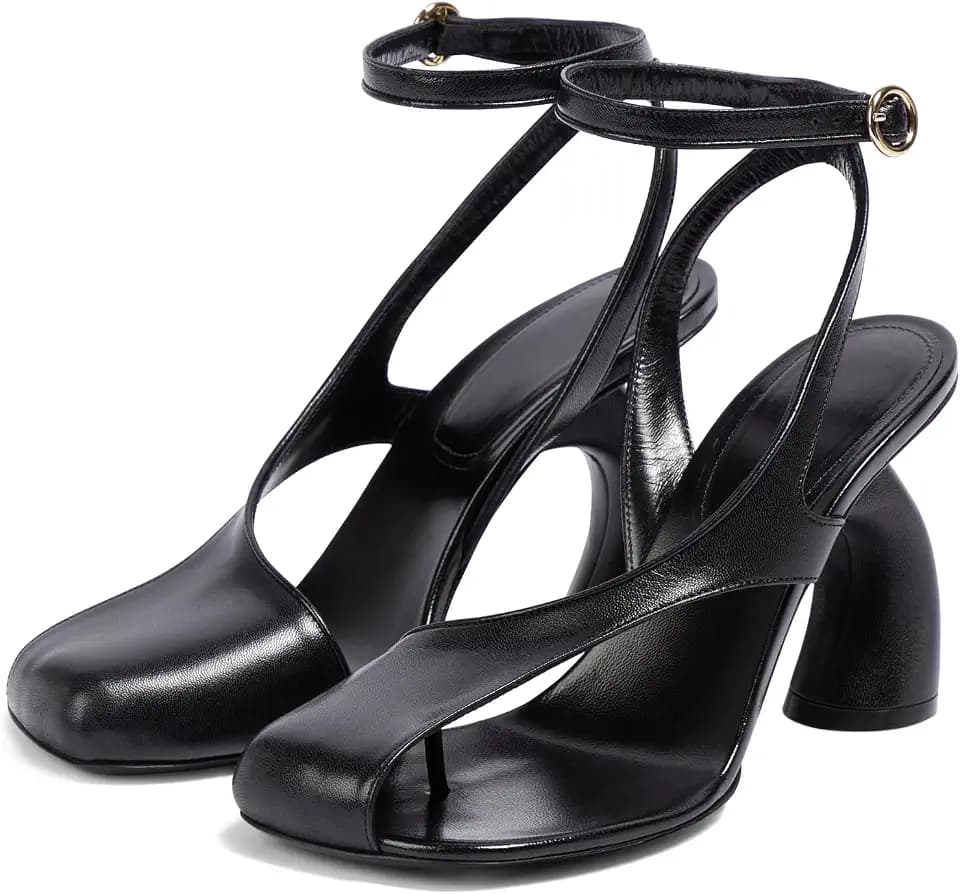 Yishaweiqi Women's Bridal Heeled Sandals Square Toe High Heels Buckle Ankle Strap Dress Pumps