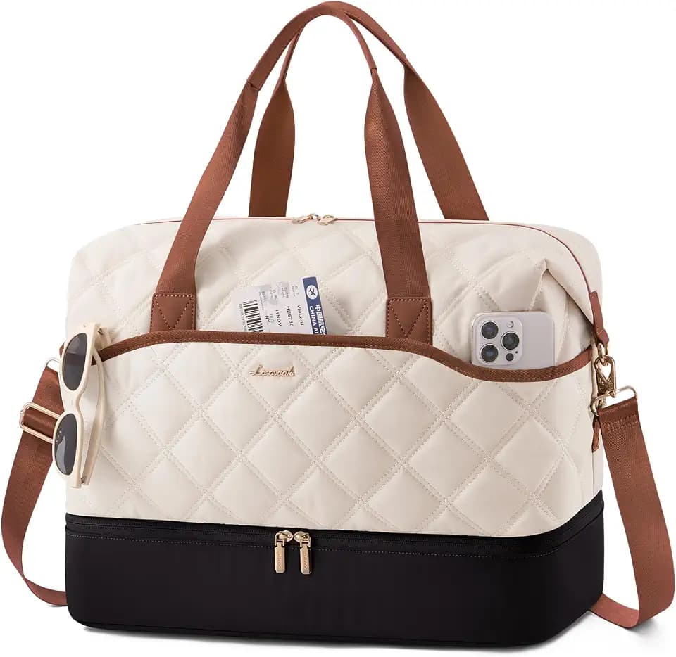 LOVEVOOK Travel Carry On Bag for Women, Lightweight Weekender Bags with Shoe Compartment, Wet Pocket, Hospital Overnight Bags for Women Labor Delivery, Personal Item Duffle Bag for Gym, Sport
