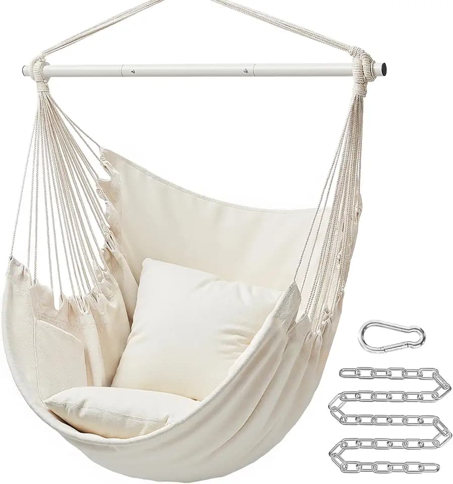 SONGMICS Hammock Chair, Load Capacity 500 lb, with 2 Cushions and Pocket