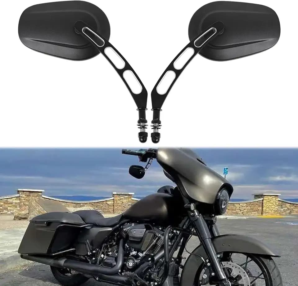 Black Motorcycle Tear Drop Rear View Mirrors For Harley Cruiser Bobber Chopper Softail Sportster