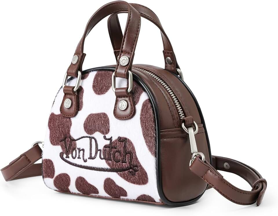 Von Dutch Mini Bowling Bag Cow Print | 6.8” Vegan Leather