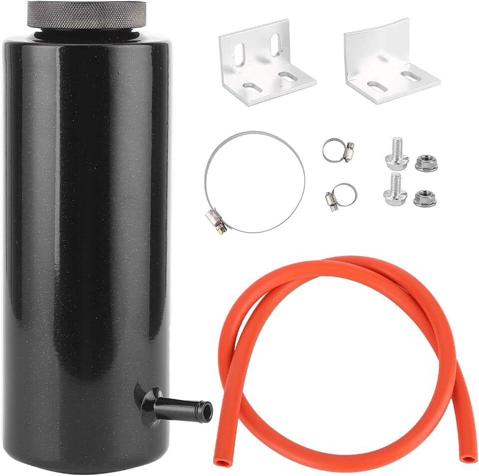 Universalauto Kühler Kühlmitteltank 800ml Kühlmittel-Ausgleichsbehälter Überlauf Ölbehälter Tank Kühlbehälter Flaschenbehälter Aluminium Billet Schwarz(Silber)
