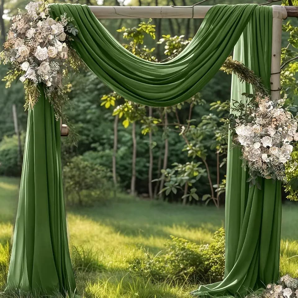Olive Green Wedding Arch Draping Fabric Sheer Chiffon Fabric for Draping
