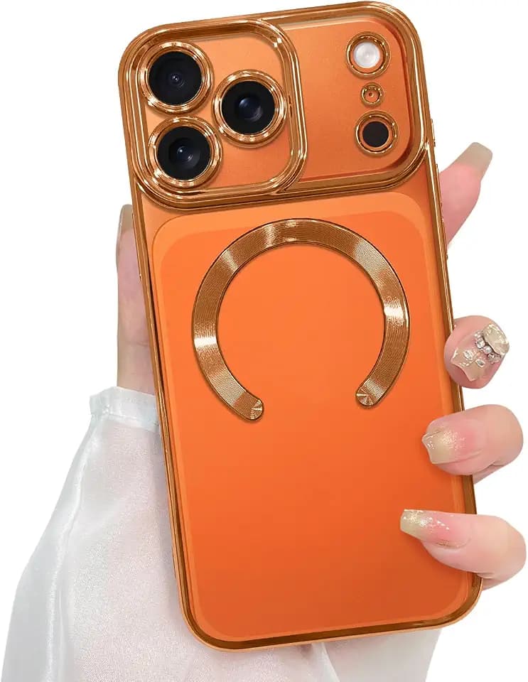 ZIYE Magnetic Case Made for iPhone 17 Pro Max 6.9 Inch [Compatible with MagSafe] Soft TPU Slim Phone Cover Anti-Scratch Drop Protection Clear Phone Case for Women Men, Orange
