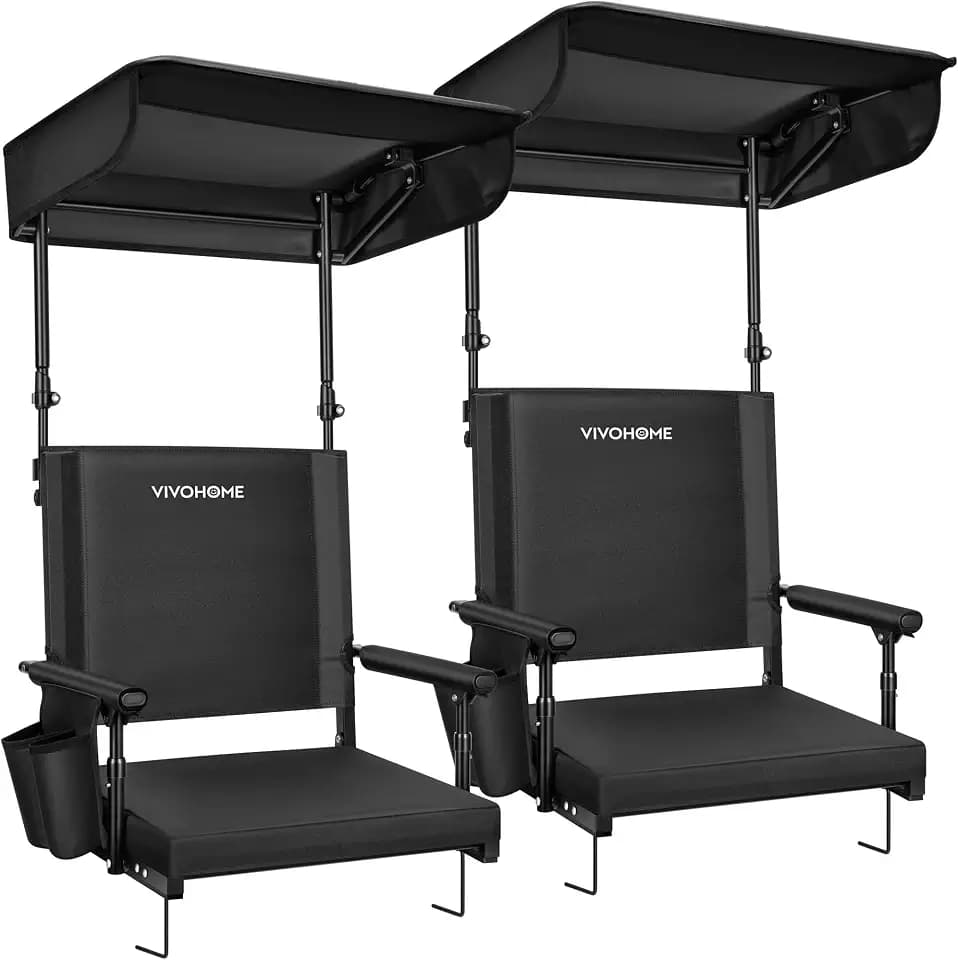 VIVOHOME Stadium Seat with Sunshade Canopy and Back Support for Sport Event