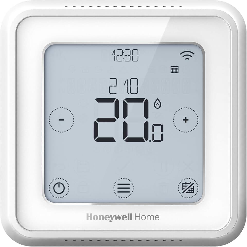 Honeywell Home Y6R910WF6068 Blanc T6 Smart WiFi Thermostat, Verbindung mit App für mehr Sparsamkeit und Effizienz. Kompatibel mit Apple HomeKit, Google Home, Amazon Alexa und IFTTT, Weiß, 103 x 103 mm