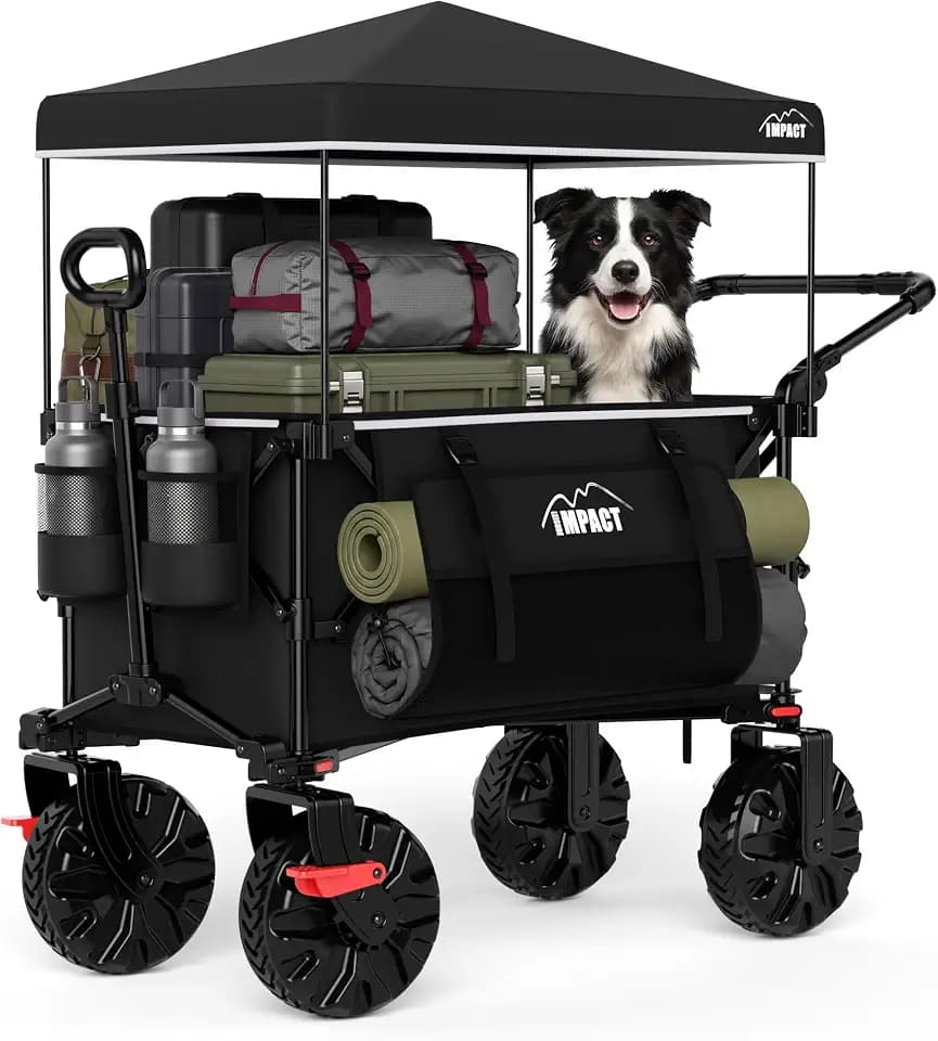 Foldable Push Wagon with Canopy, 200L Portable Folding Utility Pull Cart