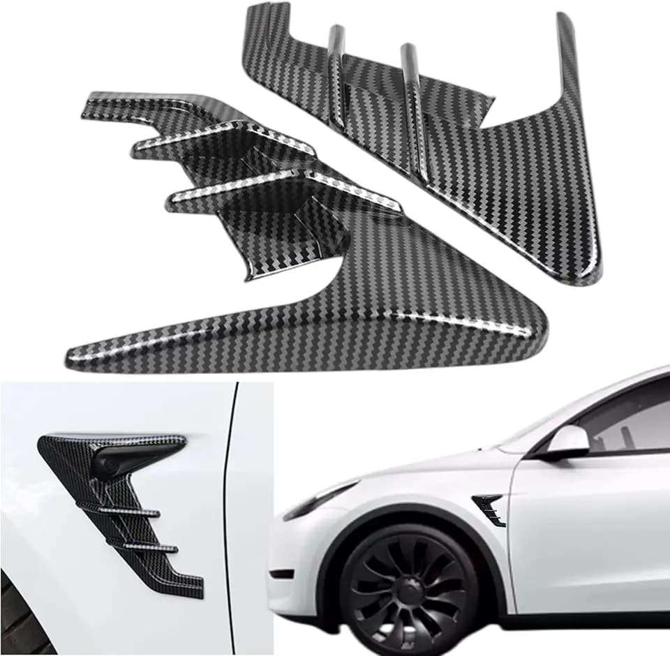 Tesla Model 3/Y Side Camera Indicator Protection Cover Decoration Modification Accessories Only Fit for 2016-2022 Model 3/Y and No for 2023~2026 (Glossy Carbon Fiber Pattern)，2PCS