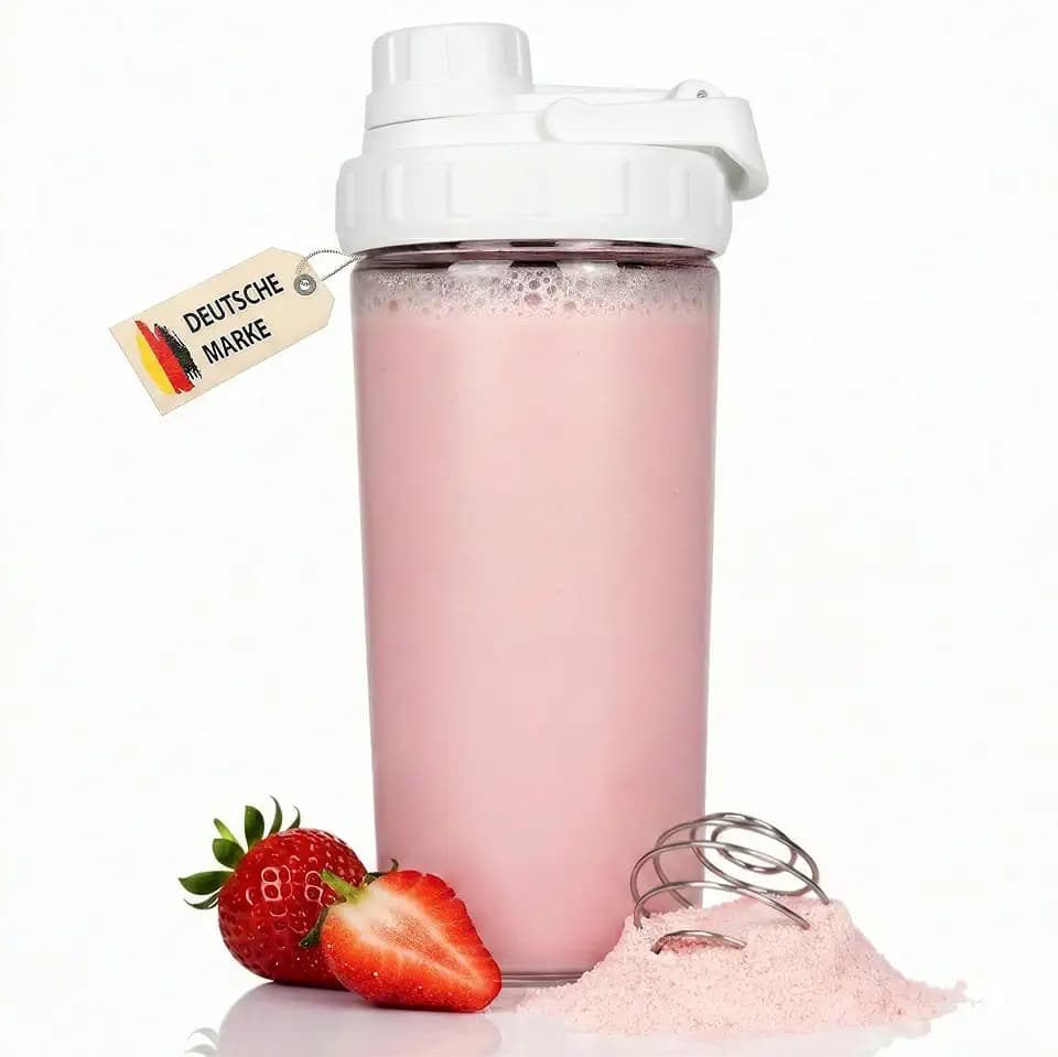 Glas Shaker 750 ml [PREMIUM] | Proteinshaker mit Mischnetz & Skala