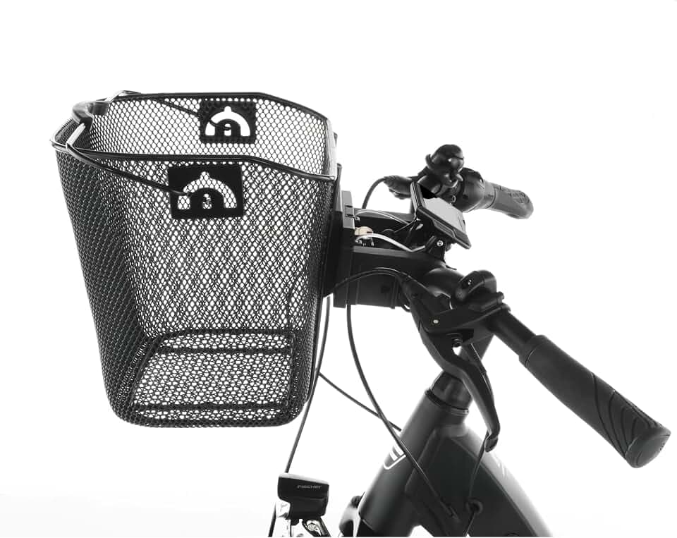 FISCHER E-Bike Korb Plus, mit 2 Schlüsseln, abschließbar, Tragkraft 5 kg, engmaschig, schwarz