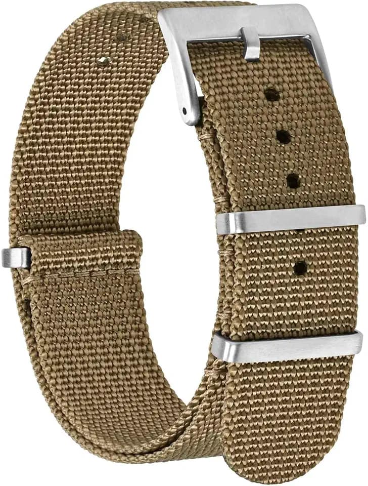 BISONSTRAP Nylon Watch Bands for Men, One-Piece Military Watch Straps, 18mm 20mm 22mm