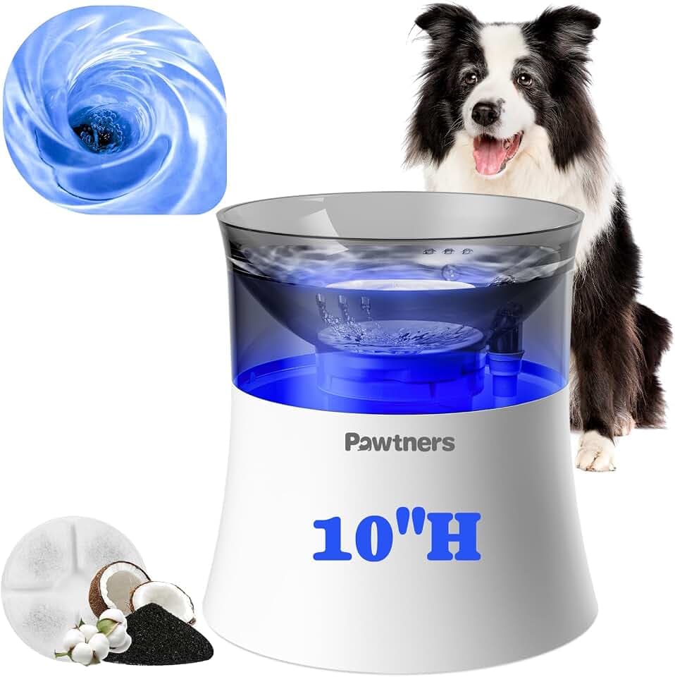 Pawtners 1 Gal/3.5L Dog Water Fountain,Elevated Dog Water Bowl Dispenser