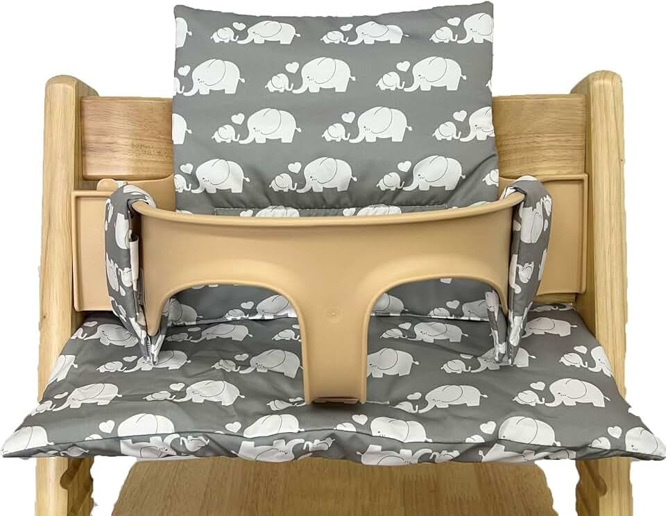 Sitzkissen für Stokke Tripp Trapp Hochstuhl, rutschfest Hochstuhl Sitzkissen Set, Bio-Baumwolle Baby Sitzkissen, Ersatzbezug Bezug Sitzkissen Kissen für Kinderhochstuhl, Babystühle mit Tasche