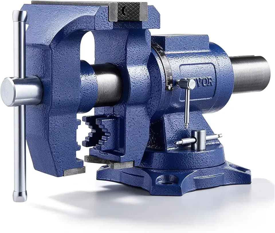 VEVOR Hochleistungs-Schraubstock, 165 mm Backenbreite, 125 mm max. Backenöffnung, Mehrzweck-Schraubstock aus Sphäroguss mit Amboss, 360° schwenkbarer Basiskopf, 75 mm Ausladung, 24,98 kN Klemmkraft