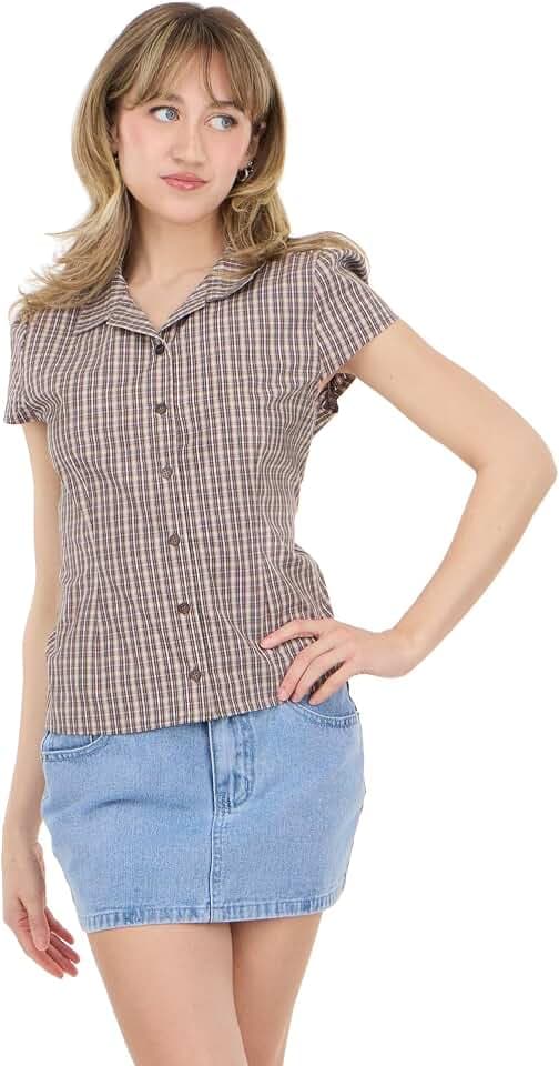 Forever 21 Women's Poplin Button Down Collared Shirt with Self Tie Back