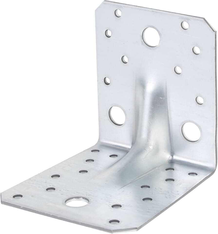 Alberts 846626 Schwerlast-Winkelverbinder mit Sicke | sendzimirverzinkt | 105 x 105 x 90 mm | 24er Set