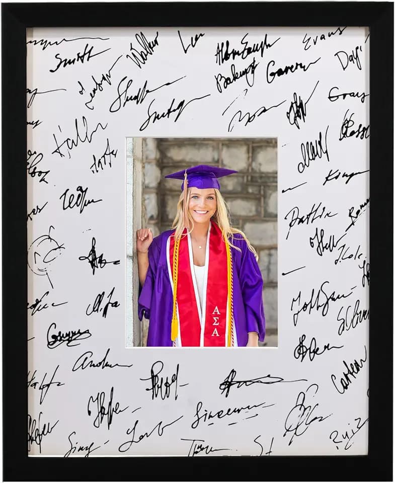 11x14 Signature Picture Frame for 5x7 Photo, Signing Graduation Guest Book