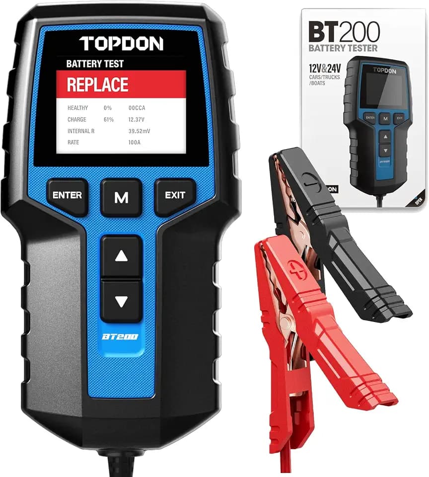 TOPDON BT200 Car Battery Tester, 12V/24V, 100-2000 CCA Load Tester