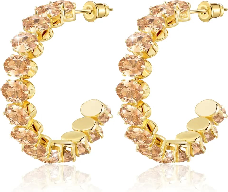 Linawe Creolen Ohrringe Edelstahl Damen, Statement Ohringe Jewelry, Hypoallergene Große Modeschmuck Ohrschmuck, Erhältlich in Gold und Silber