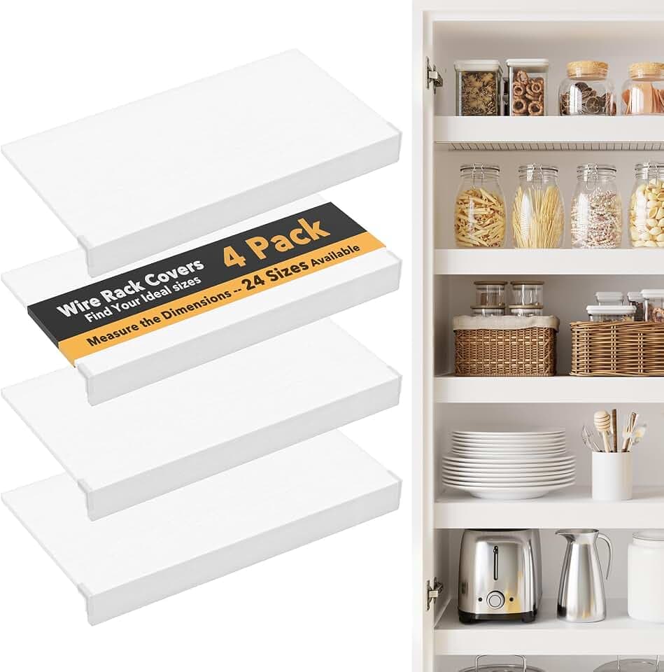 SpaceAid Wire Shelf Covers for Pantry Rack, 40" W x 16" D, White 4pcs