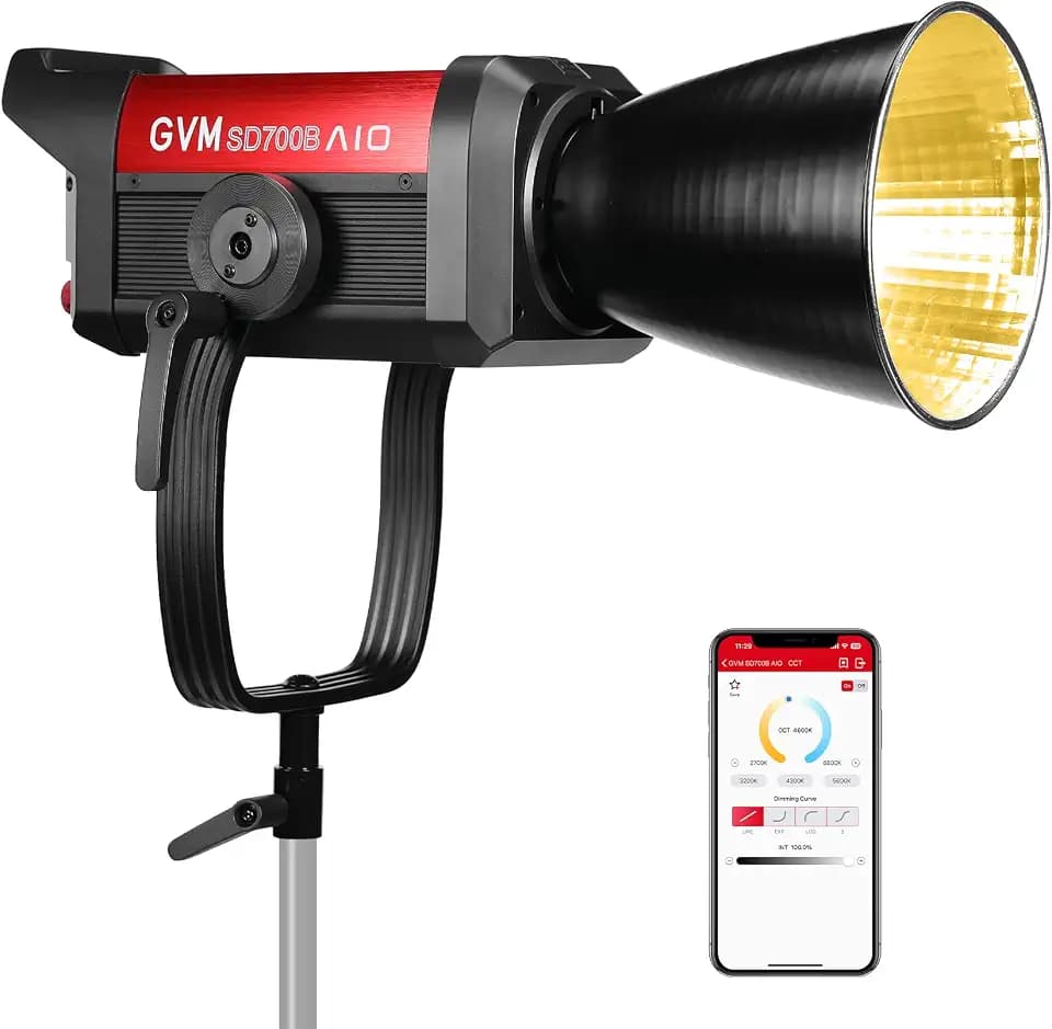 GVM LED Videoleuchte, 700W COB Studioleuchte Videolicht mit Bowen-Halterung, 29100Lux/m Fotografie Dauerlicht für Fotostudio, Film, Video, Videolampe, Fotolampe,12 Lichtszenen, CRI97+ APP-Steuerung