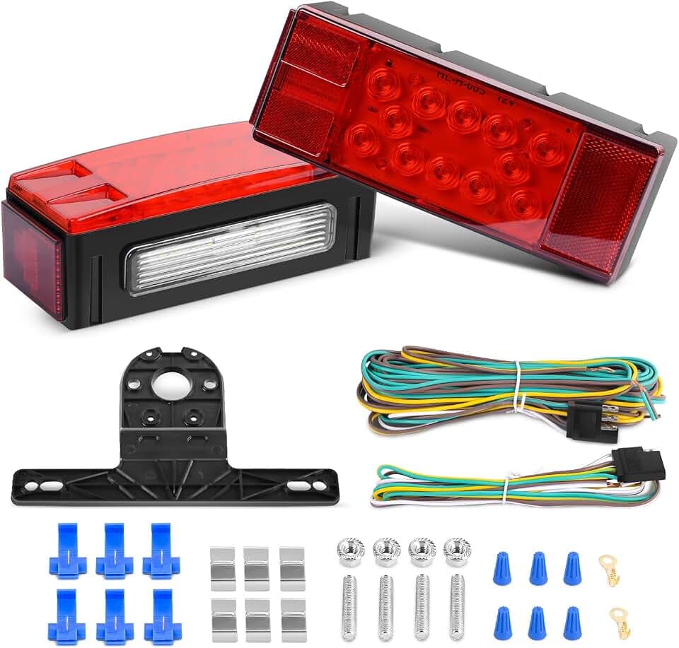 Nilight 2PCS Rectangular Submersible LED Trailer Light Kit,IP68 Waterproof
