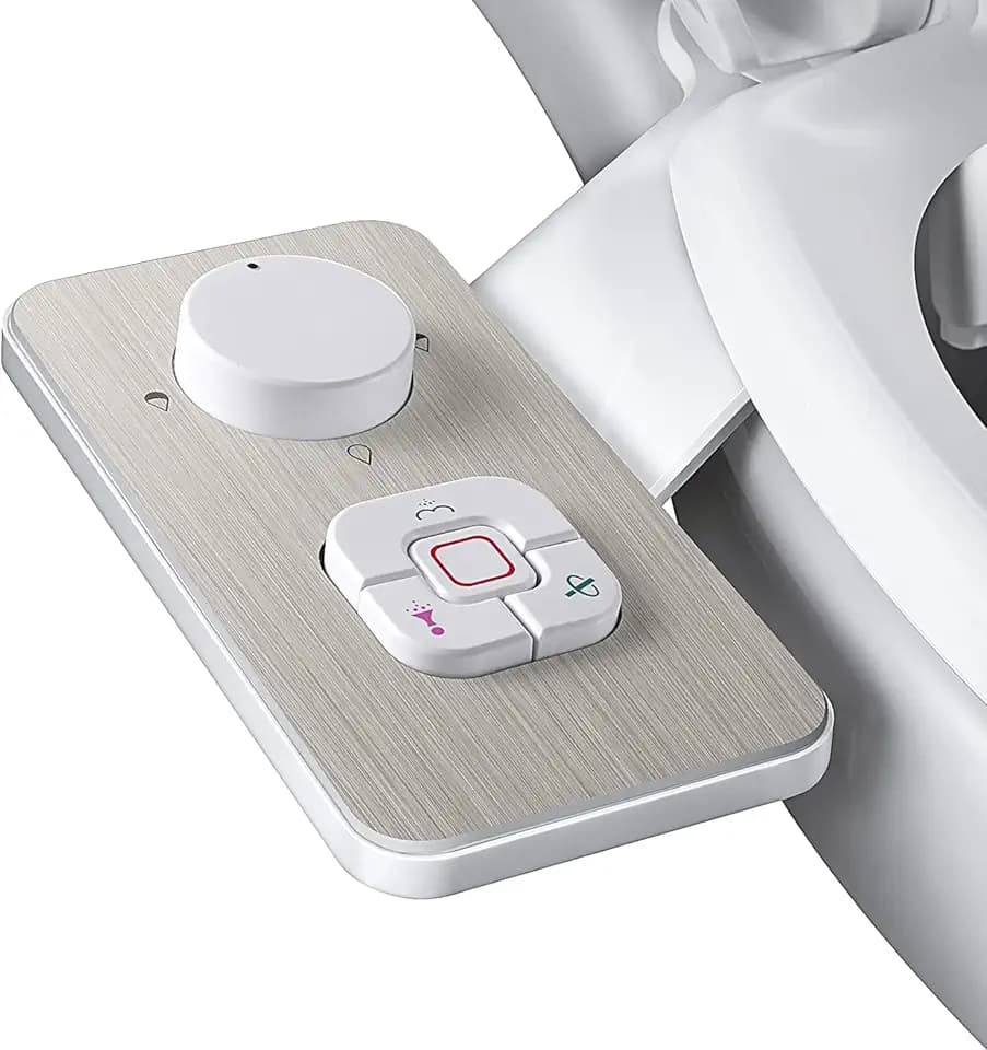 Bidet Aufsatz - SAMODRA Nicht Elektrisch Bidet Toilettenaufsatz mit Einziehbare selbstreinigende Doppeldüsen,Front- und Heckreinigung,Einstellbarer Druckschalter für Kaltes Wasser