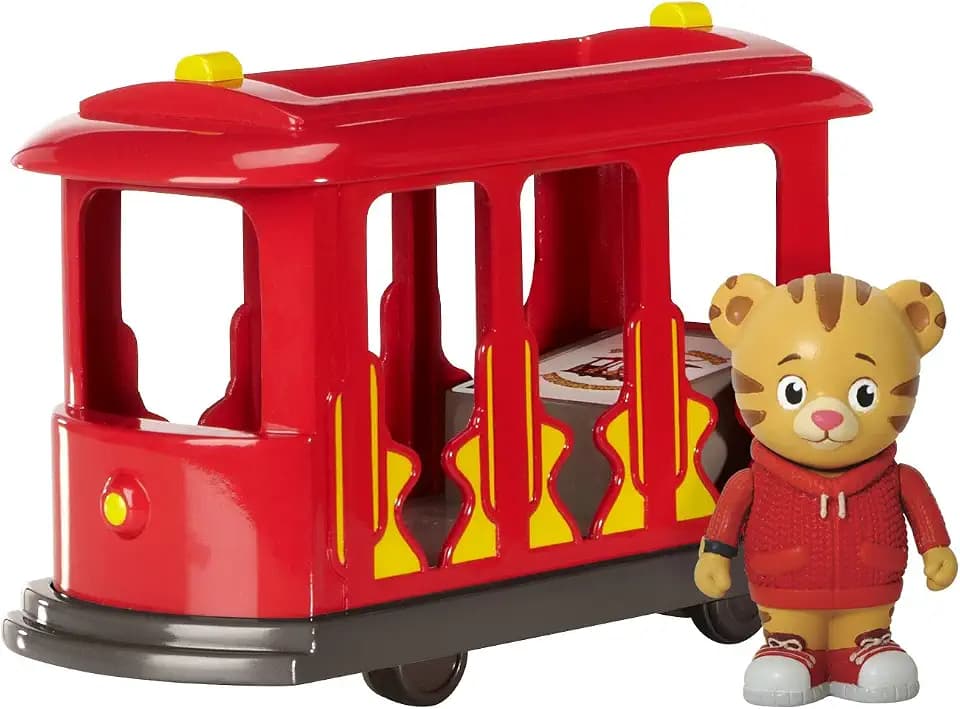 Daniel Tiger's Neighborhood Trolley with Daniel Tiger Figure Included, Pull Back and Go Action with Fun Trolley Bell Sounds, Ding Ding! Daniel Tiger Toys for Kids and Toddlers