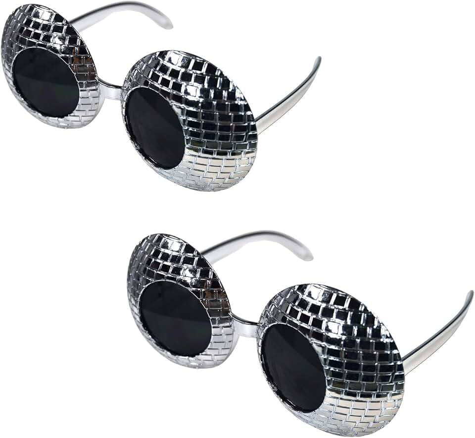 Beistle Disco Ball Glasses Pack of 2, Silver Novelty Eyewear