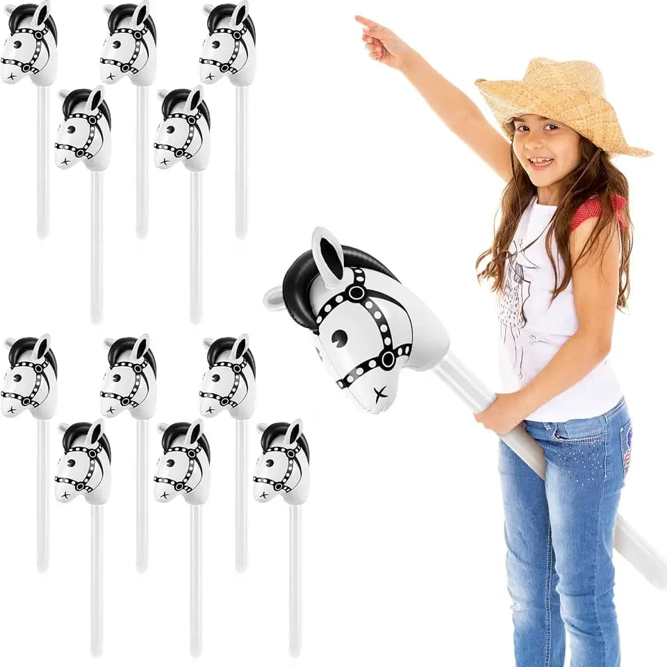 Chivao 12 Piece Stick Horse Inflatable Kids,White