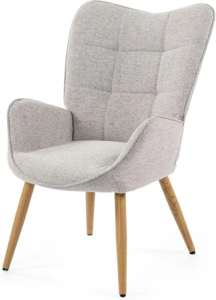 MEUBLE Cosy Sessel Relaxsessel Lehnstühle Polstersessel Einzelsofa mit Metallbeinen Ohrensessel für Wohnzimmer, Stoff, Beige