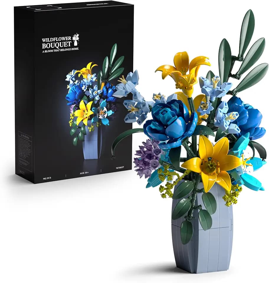Nifeliz Wildflower Bouquet with Vase Building Set, NF10337