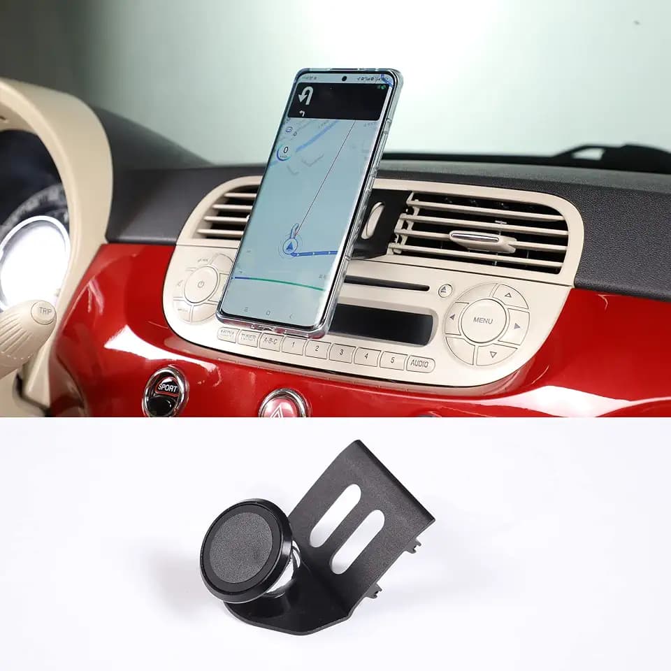 YANER Aluminiumlegierung Handyhalterung Auto Mittelkonsole Lüftungsgitter Handyhalterung Trim Kompatibel mit 500 2010 2011 2012 2013 2014 2015