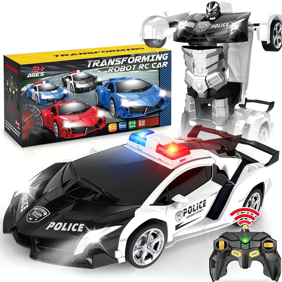 Dolanus Remote Control Police Car- Transform Robot, Boys Toys Gift, Age 3+