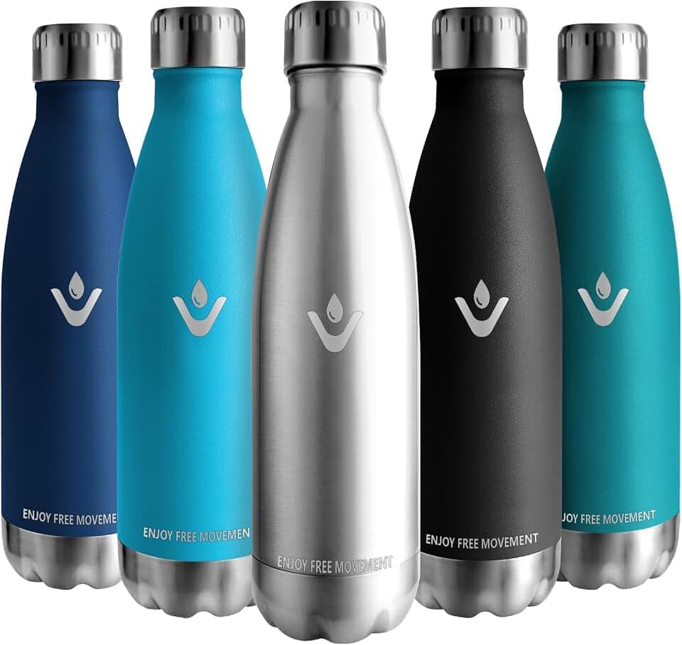 Vikaster thermosflasche, 500ml thermos, BPA-Frei Auslaufsicher Wiederverwendbar thermoskanne, trinkflasche edelstahl für Fahrrad, Camping, Yoga, Gym, Fitness, Schule, Reisen, Outdoor