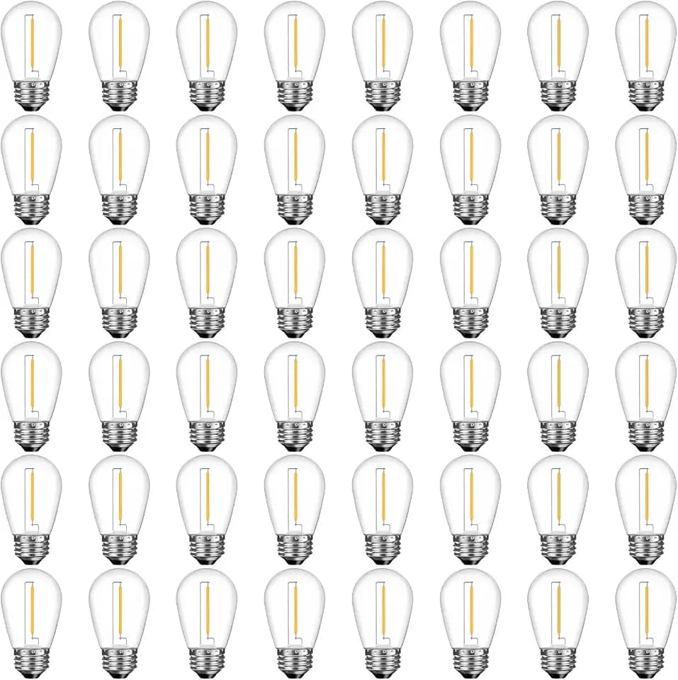 GvvooHome 48 Pack Shatterproof LED Replacement Bulbs for Outdoor String Lights, S14 Edison Bulbs for Patio String Lights Outdoor Waterproof, Warm White 2200K, Dimmable, E26 Standard Base