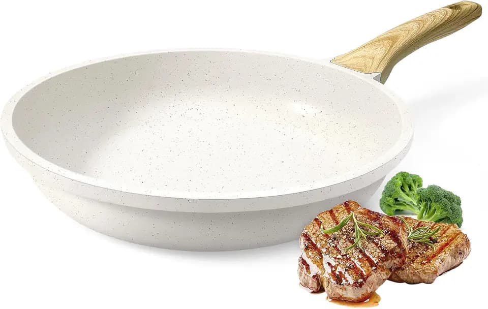 GiPP Keramik-Antihaft-Bratpfanne – Gesunde und ungiftige Pfanne, induktionsgeeignet, PFAS- und PFOA-frei, spülmaschinenfest (Weiß, EU24CM)